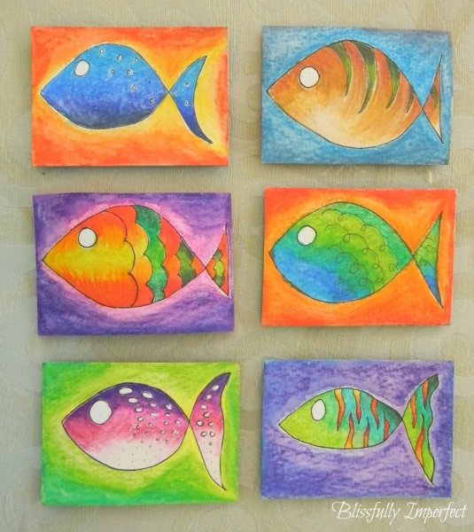 Рыбы акварелью для детей