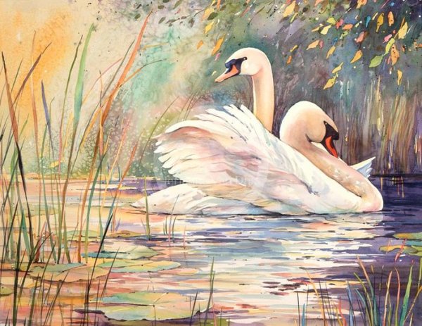 Лебеди маслом