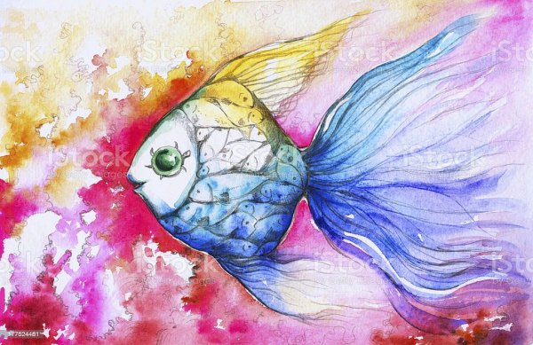 Монотипия для детей 1 класс рыбка