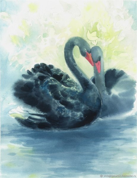 Лебеди гуашью