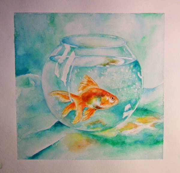 Аквариумные рыбки акварелью