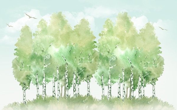 Береза акварелью