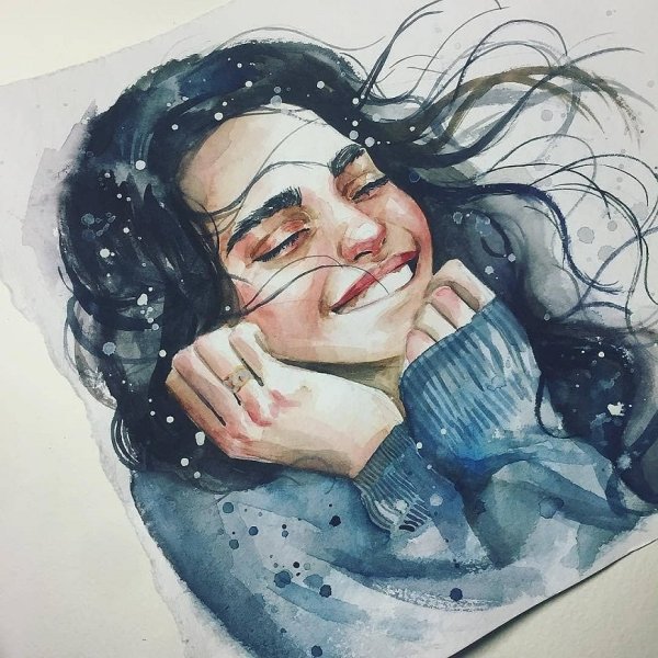 Девушка акварель