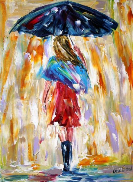 Дождь цветными карандашами