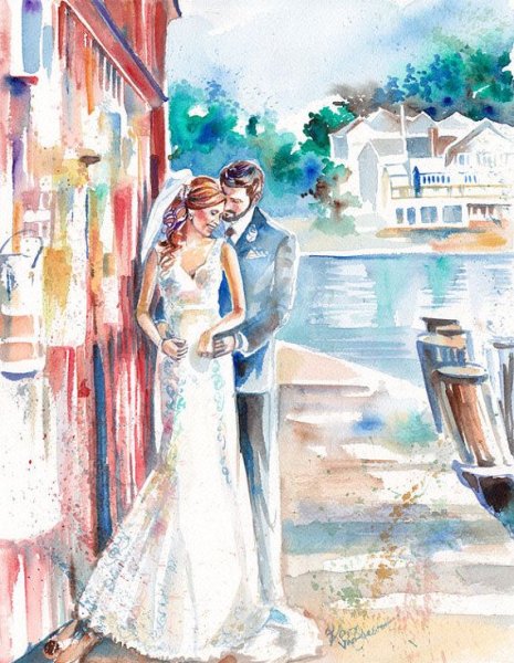 Свадьба иллюстрация модные