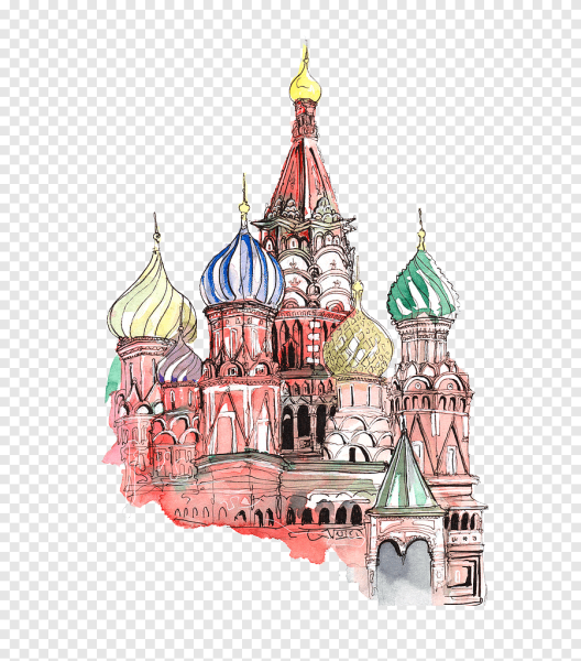 Храм Василия Блаженного акварель