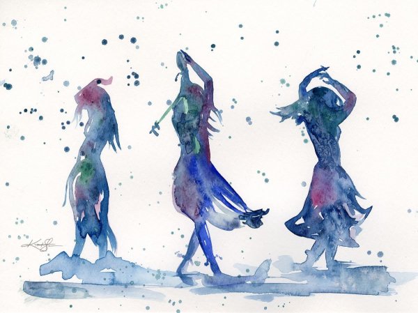 Человек в движении акварель