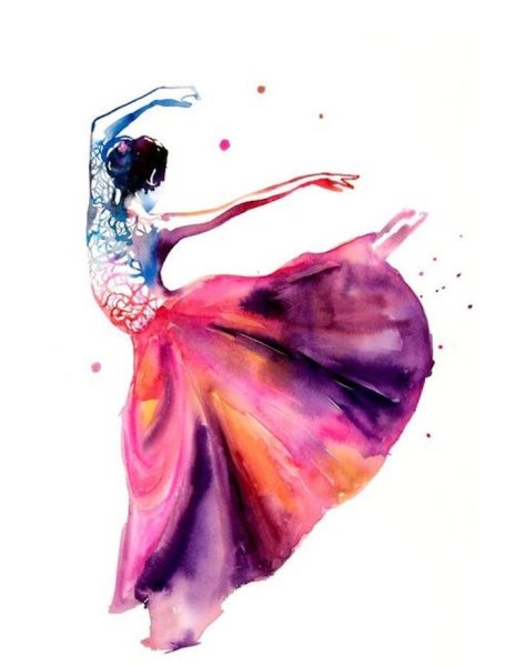 Танцующая девушка акварель