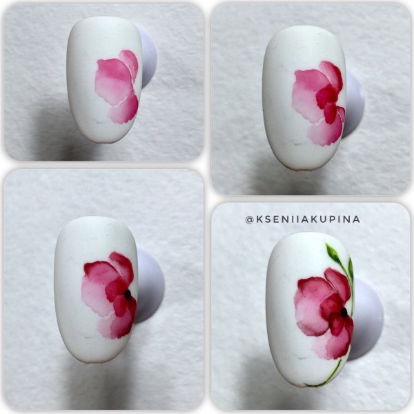 Акварель на ногтях пошагово