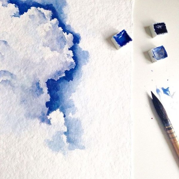 Облака акварелью для начинающих