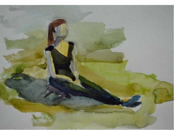 Фигура человека пленэр акварель