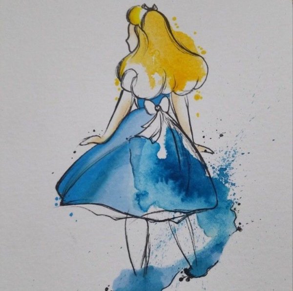 Алиса в стране чудес рисунки акварелью