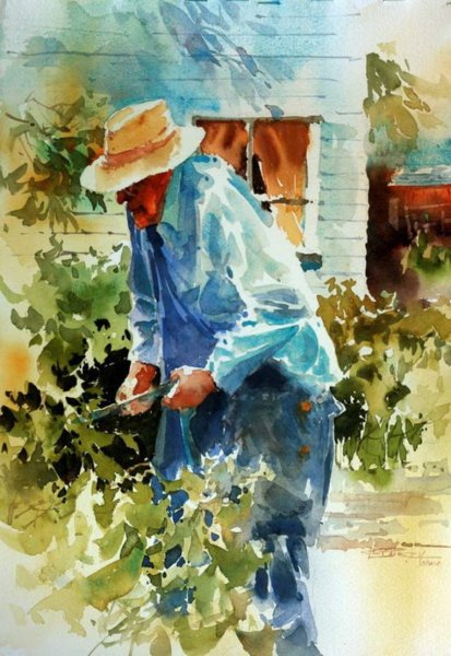 Этюды фигуры человека на пленэре акварель