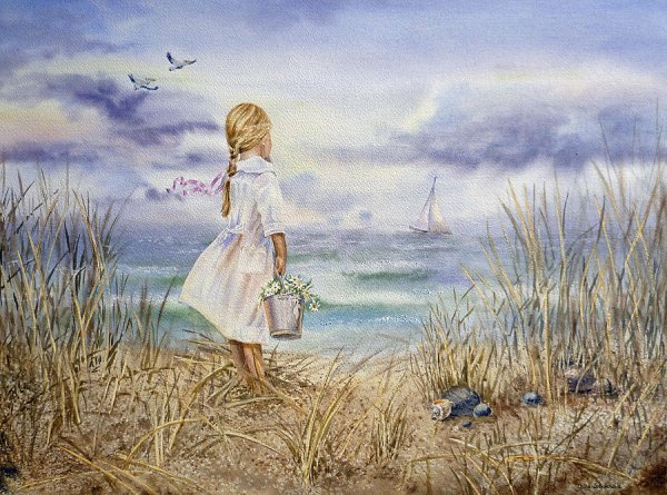 Пейзаж с девочкой маленькой