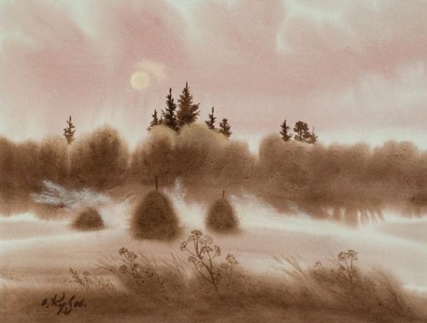 Техника гризайль пейзаж