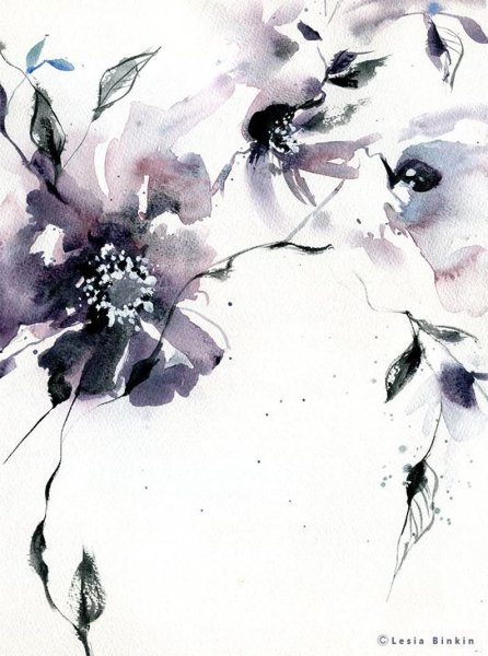 Черно белая акварель