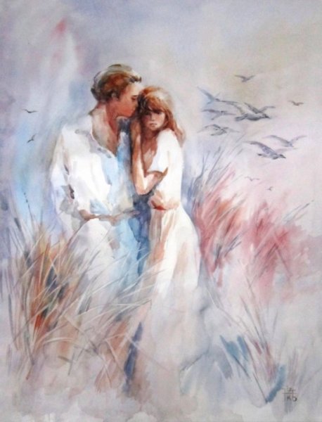 Зимняя любовь живопись