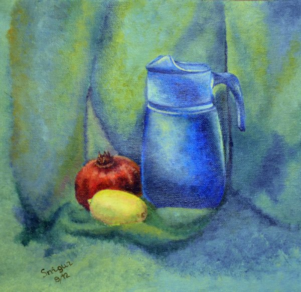 Акварель натюрморт с кувшином