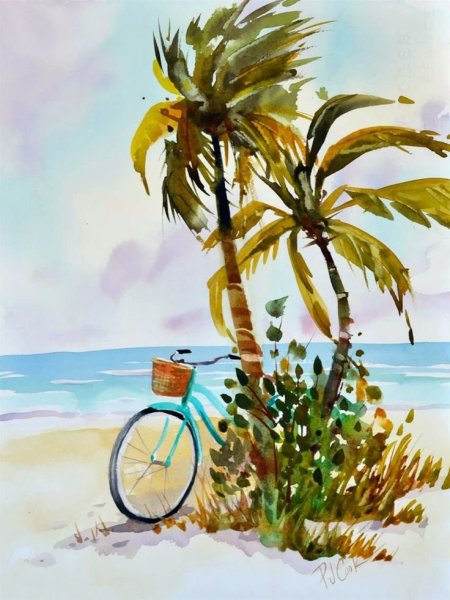 Пальма акварель