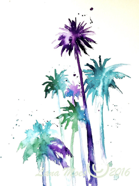 Пальма акварель