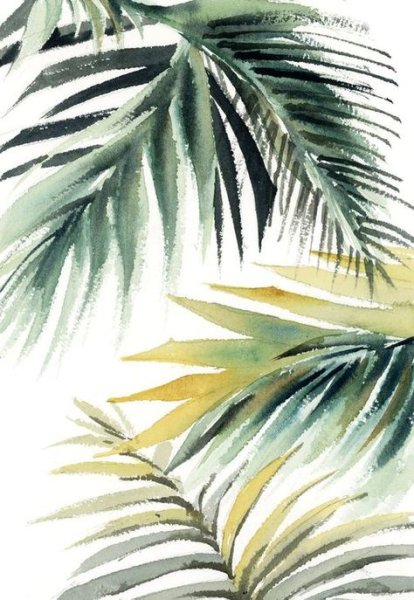 Тропические листья акварелью