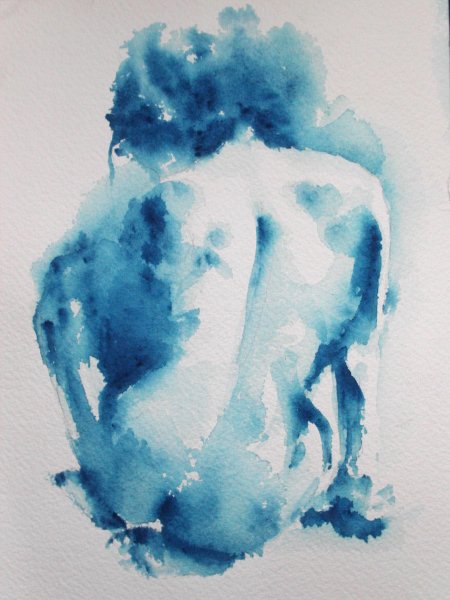 Тело девушки акварелью