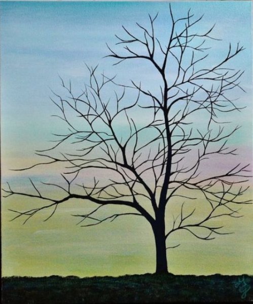 Дерево гуашью