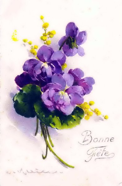 Фиалки акварелью