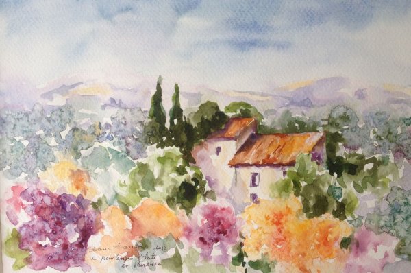 Акварель мазками техника