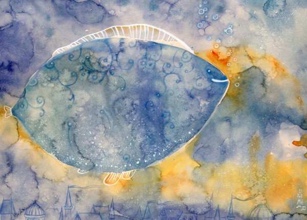 Зимние елки акварель