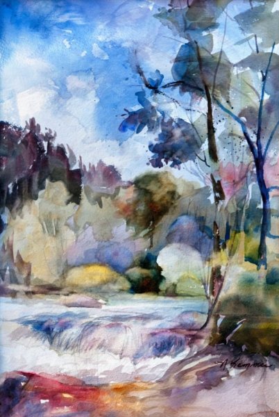 Пейзаж в акварельной технике