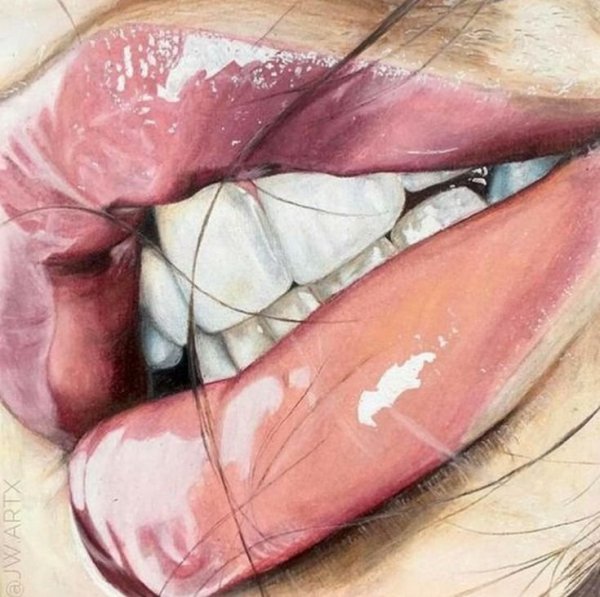 Губы акварелью