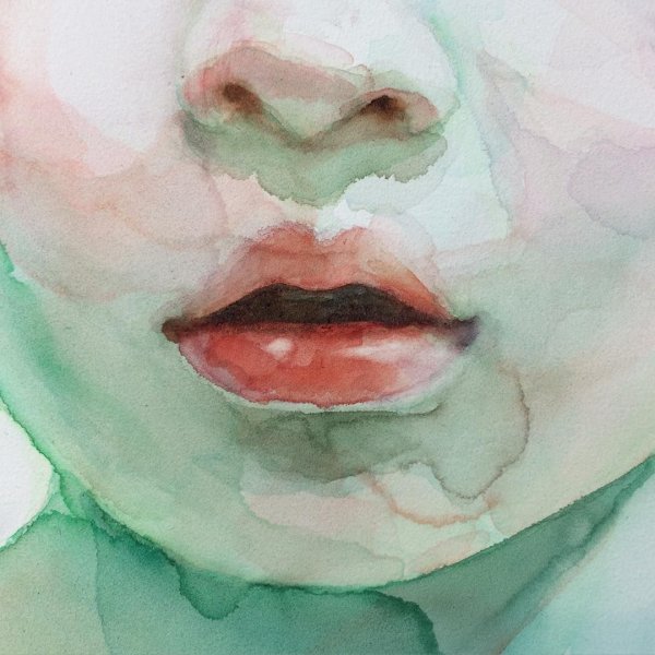 Нарисовать губы акварелью
