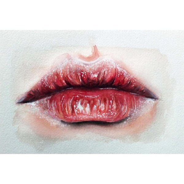 Губы акварелью