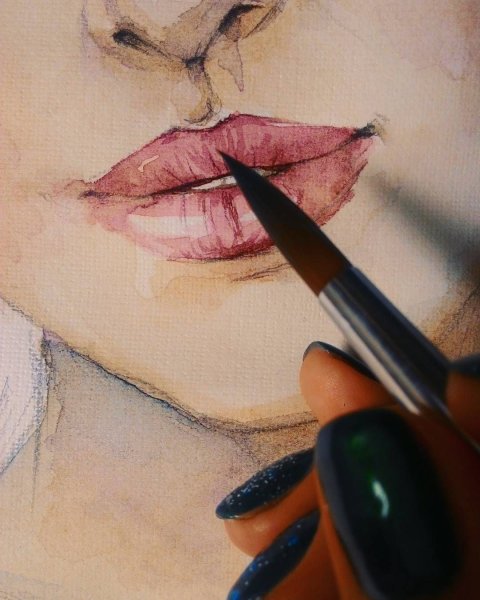 Губы акварелью