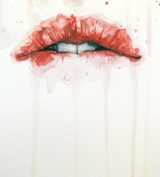 Рот акварелью
