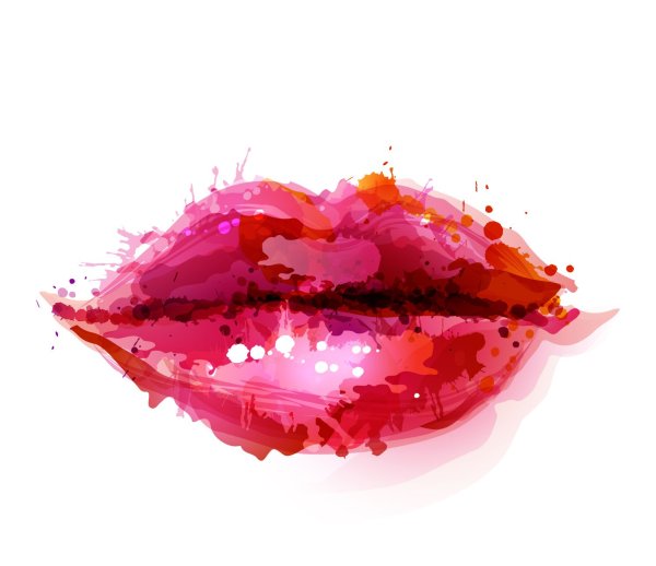 Губы акварельными красками