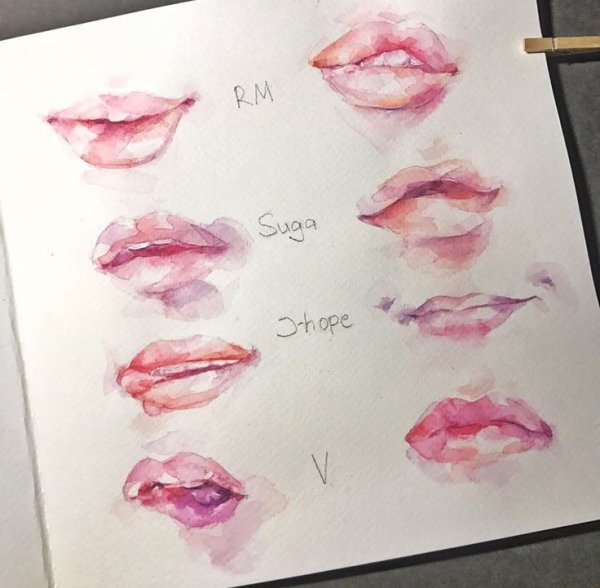 Губы акварелью