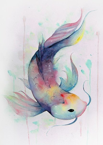 Рыбки акварелью