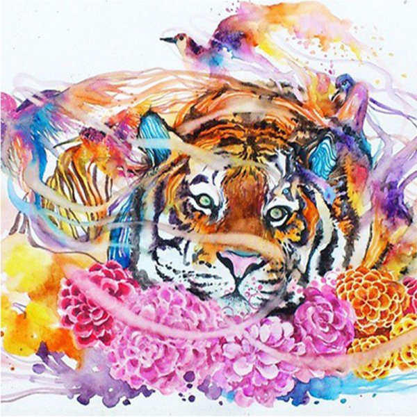 Тигр акварель