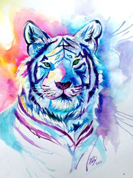 Эскиз тату тигр акварель
