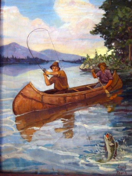 Картина Рыбак с удочкой в лодке