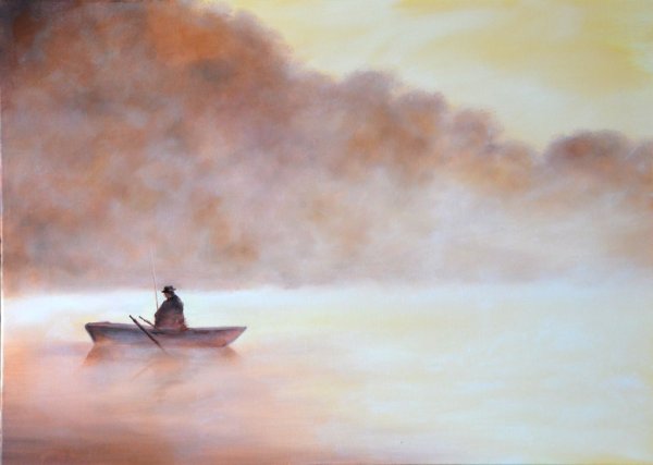Лодка в тумане живопись