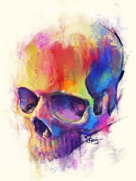 Череп красками