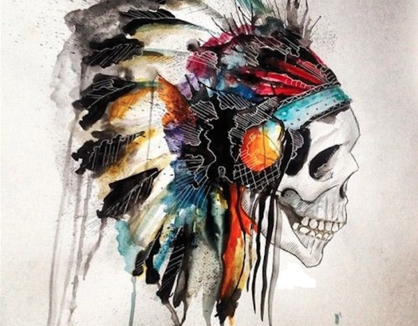 Череп красками