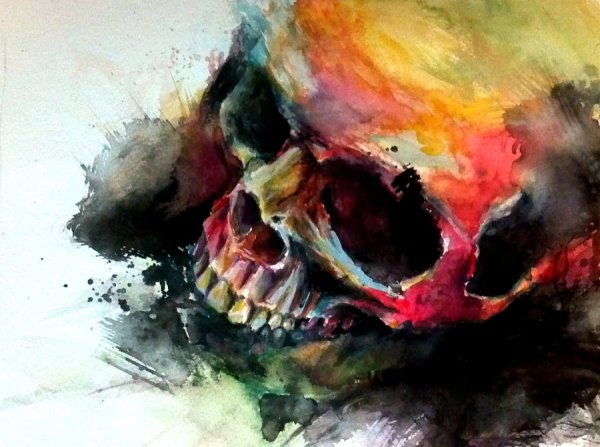 Череп рисунок красками