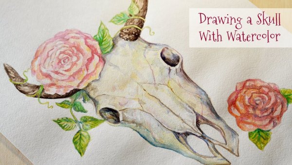 Картины гуашью эскиз череп