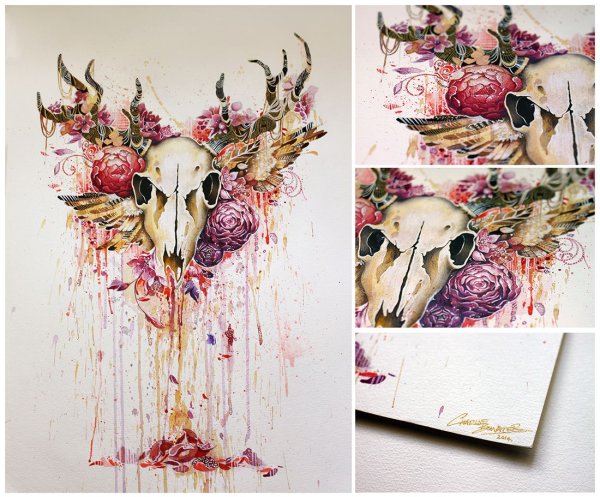 Череп оленя с цветами