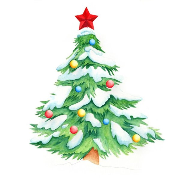 Елочка акварелью