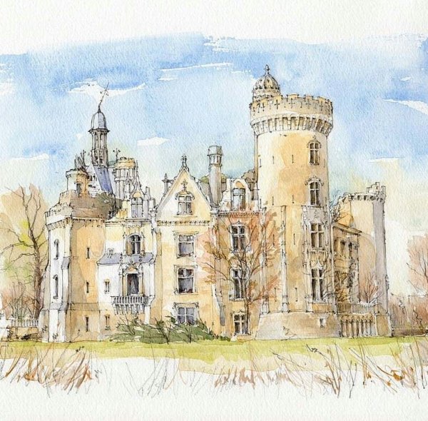 Шато-Фронтенак акварель